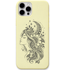 Moonlit Muse celestial woman silhouette engraved pastel silicone phone cover in Lemon Yellow