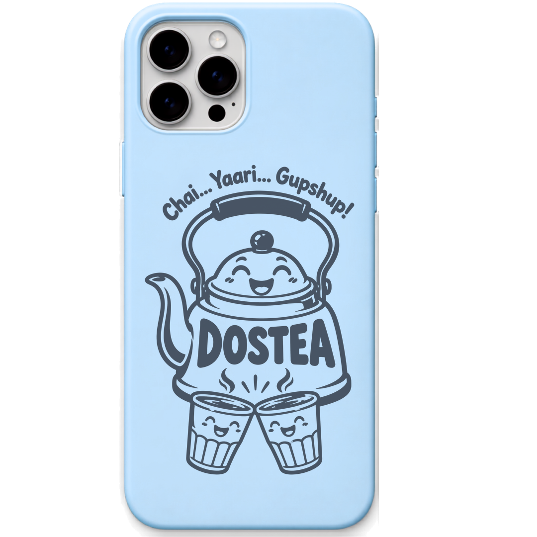 DosTEA Chai Yaar Gupshup tea friendship meme engraved silicone phone cover in Sky Blue