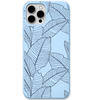 Tropical Leaves engraved silicone phone cover in Sky Blue