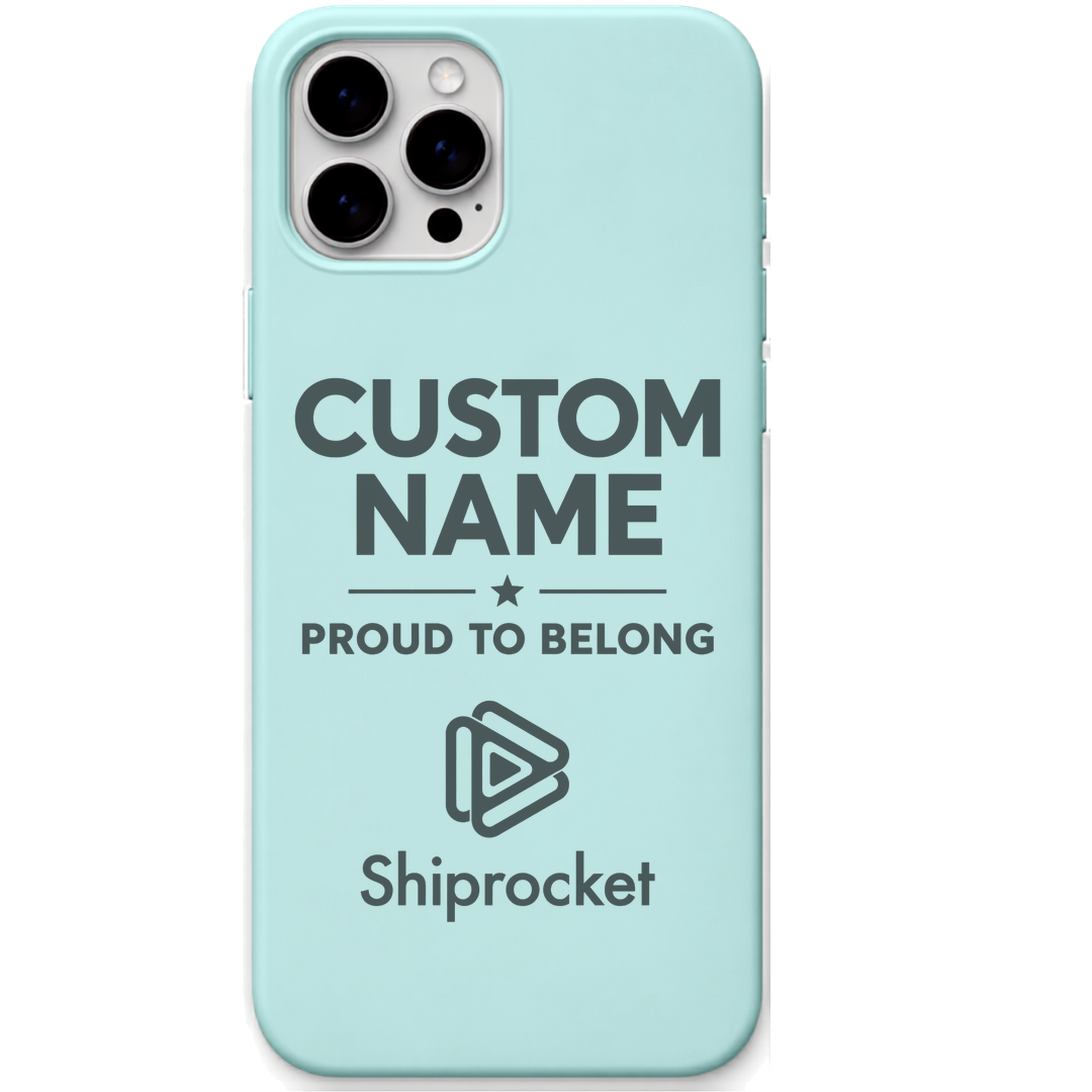 Shiprocket Proud To Belong + Name engraved phone cover in Mint Green