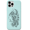 Moonlit Muse celestial woman silhouette engraved pastel silicone phone cover in Mint Green