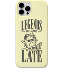 Legends Are Always Fashionably Late funny late arrival quote engraved silicone phone cover in Lemon Yellow