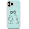 Maa My Safe Place mother children hug line art engraved pastel silicone phone cover in Mint Green