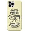 Chhena Poda Sweet Outside Roasted Inside engraved pastel silicone phone cover in Lemon Yellow
