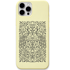 Pattachitra Garden Peacock Pair engraved pastel silicone phone cover in Lemon Yellow