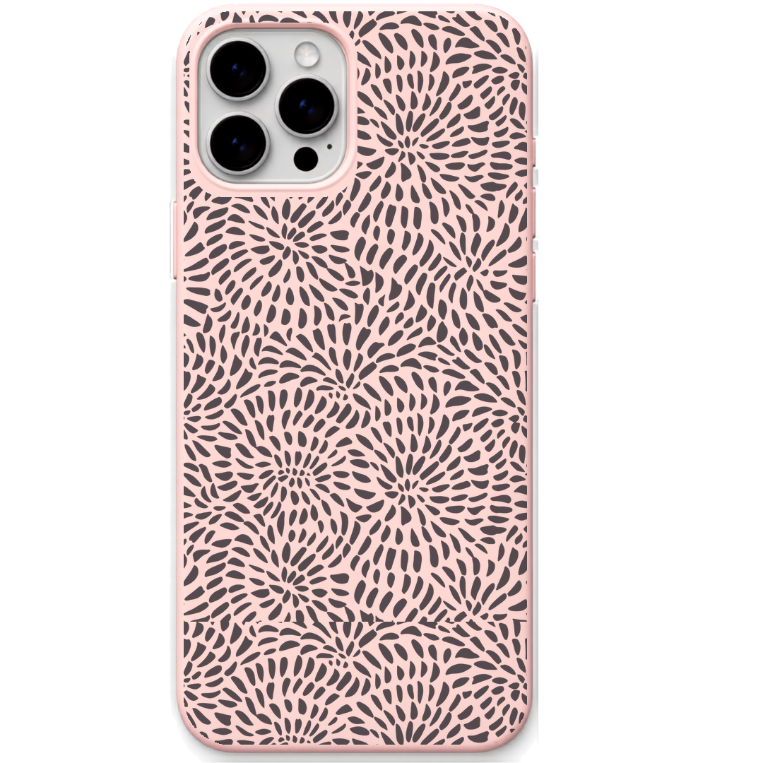 Petal Whirl engraved silicone phone cover in Blush Pink