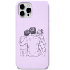 Dads Whole World dad two children line art engraved pastel silicone phone cover in Lavender