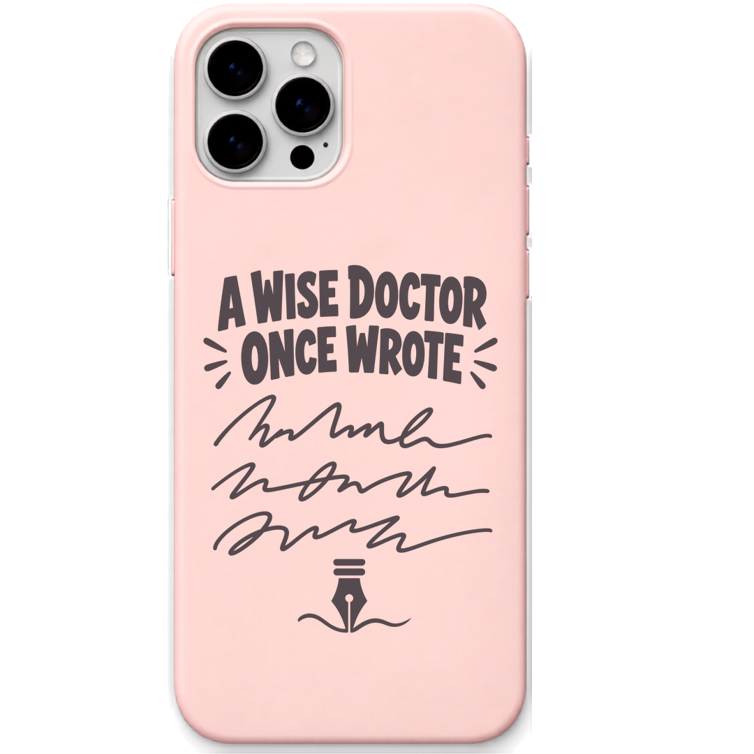 Legendary Doctor Handwriting engraved silicone phone cover in Blush Pink