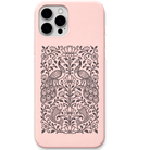Pattachitra Garden Peacock Pair engraved pastel silicone phone cover in Blush Pink