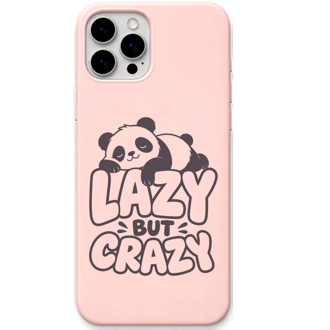Lazy But Crazy Panda funny panda quote engraved silicone phone cover in Blush Pink