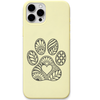 Pawprint of Love ornamental paw print engraved pastel silicone phone cover in Lemon Yellow