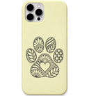 Pawprint of Love ornamental paw print engraved pastel silicone phone cover in Lemon Yellow