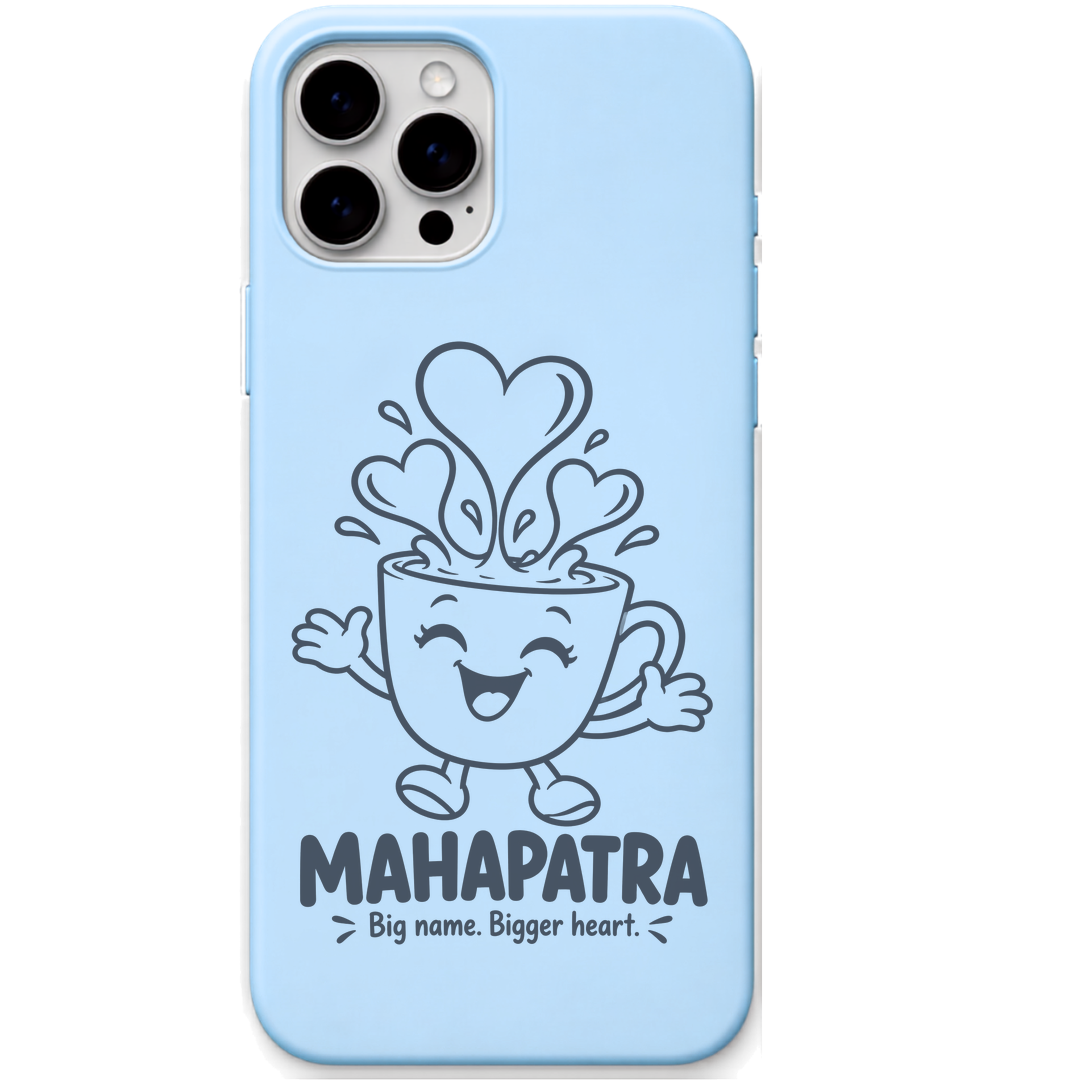 Mahapatra Big Name Bigger Heart engraved pastel silicone phone cover in Sky Blue