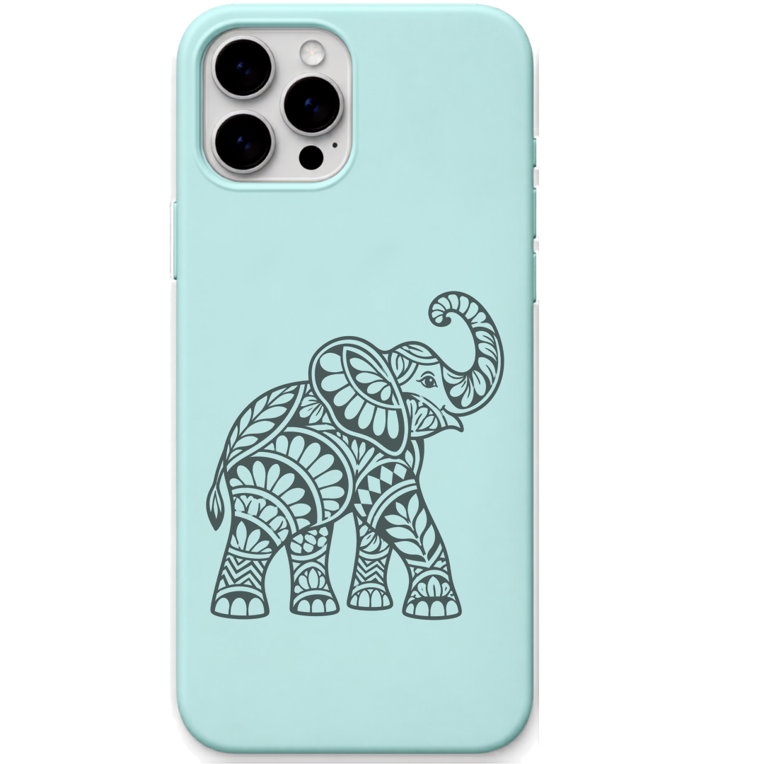 Gentle Giant Elephant ornamental elephant engraved pastel silicone phone cover in Mint Green