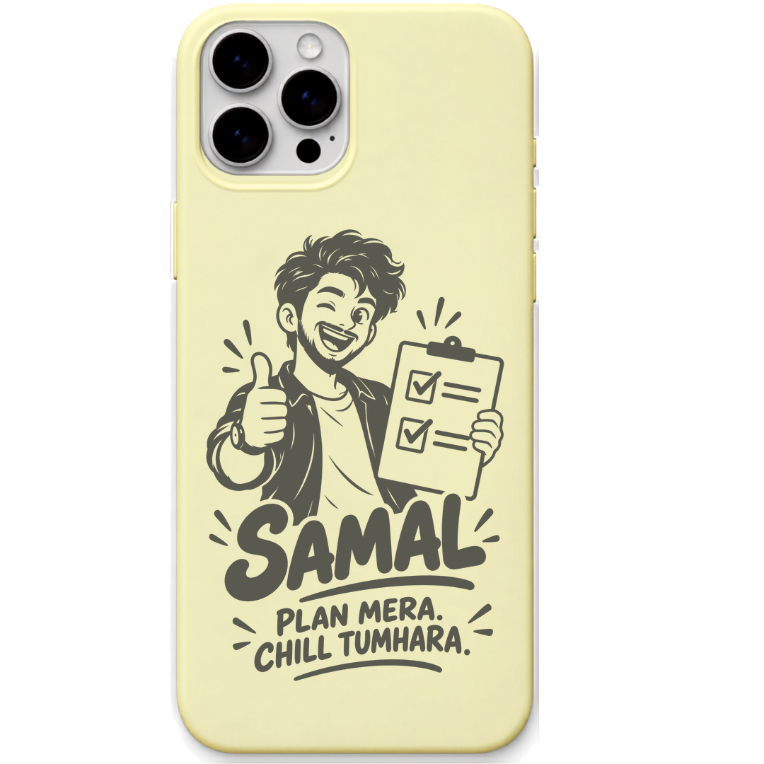 Samal Plan Mera Chill Tumhara engraved pastel silicone phone cover in Lemon Yellow