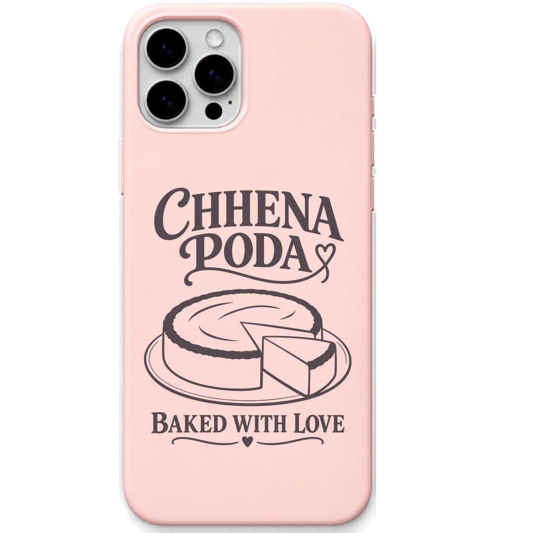 Chhena Poda Baked With Love engraved pastel silicone phone cover in Blush Pink