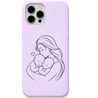Double the Love mother twins line art engraved pastel silicone phone cover in Lavender