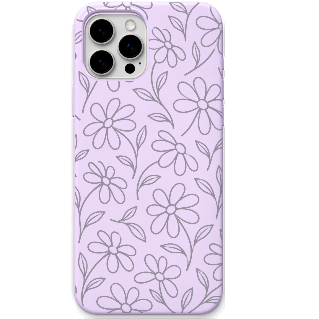 Soft Bloom engraved silicone phone cover in Lavender