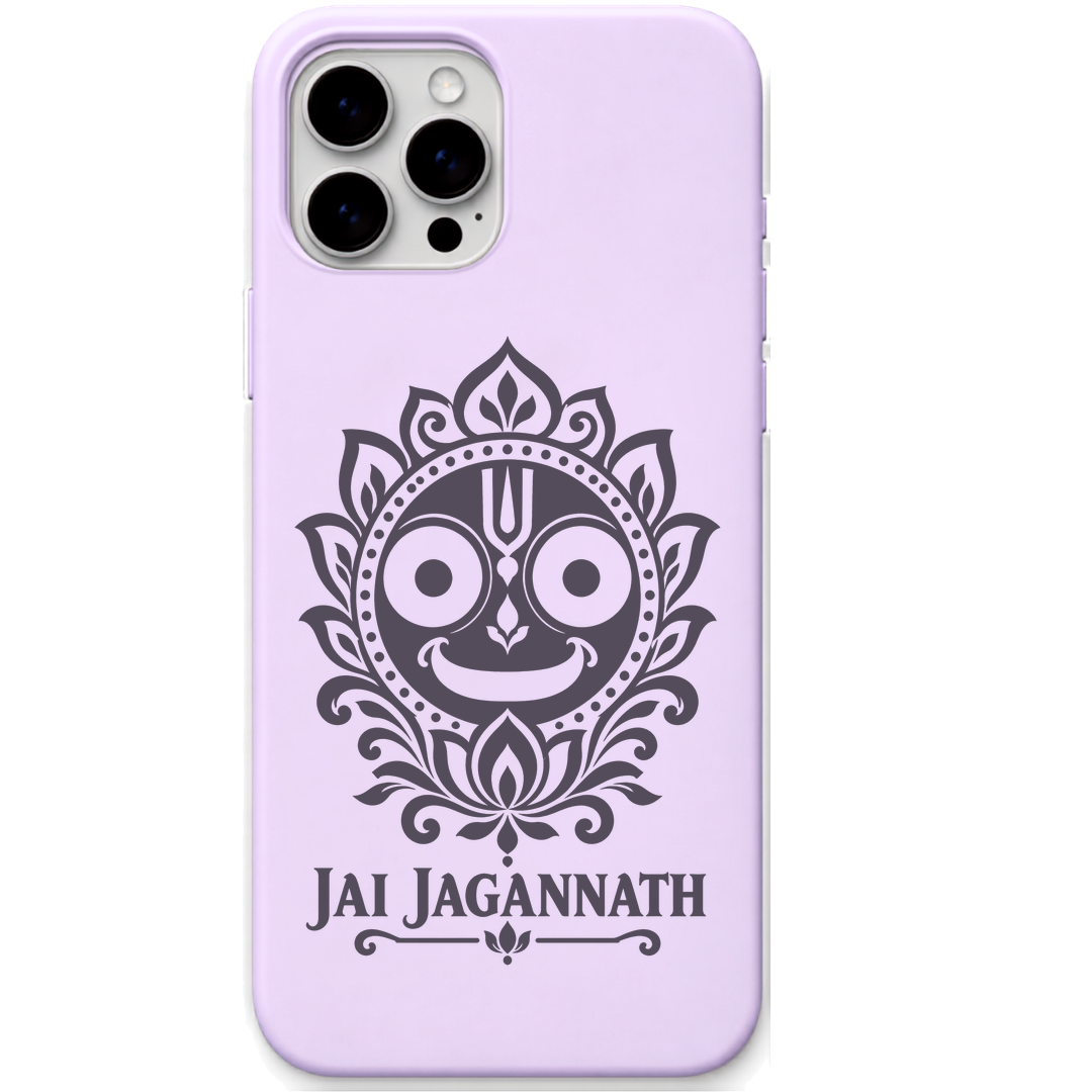 Jai Jagannath Lotus Emblem engraved pastel silicone phone cover in Lavender