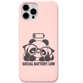 Social Battery Low Panda – Engraved Pastel Silicone Phone Cover