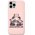Social Battery Low Panda panda introvert meme engraved pastel silicone phone cover in Blush Pink