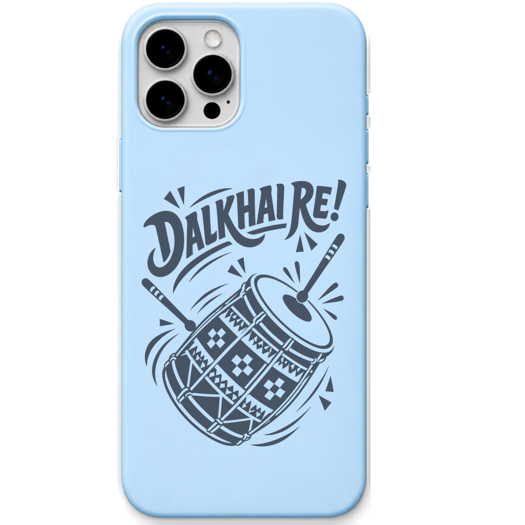 Sambalpuri Beat Dalkhai Re engraved pastel silicone phone cover in Sky Blue