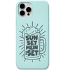 Sun Set Mein Set funny hinglish wordplay engraved silicone phone cover in Mint Green