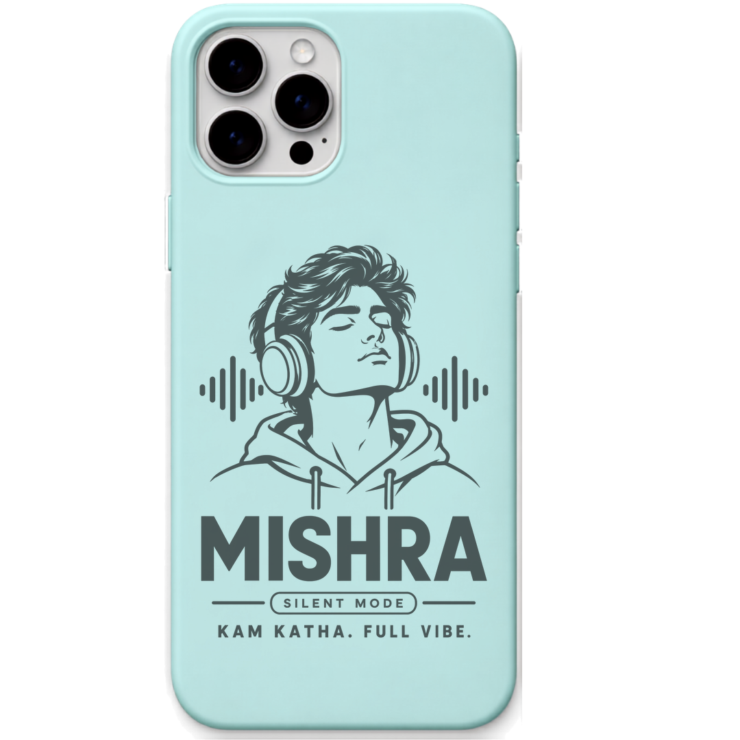 Mishra Silent Mode engraved pastel silicone phone cover in Mint Green