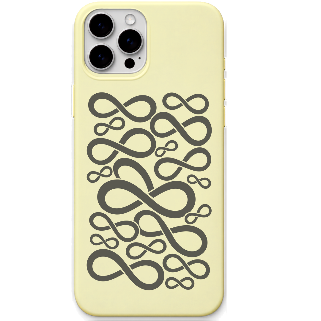 Infinite Possibilities infinity repeat pattern engraved pastel silicone phone cover in Lemon Yellow