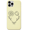 Two Stems One Heart heart shaped flower stems engraved pastel silicone phone cover in Lemon Yellow