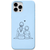 Always Beside You mother son line art engraved pastel silicone phone cover in Sky Blue