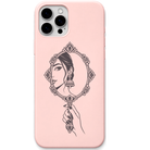 Jhumka Reflection indian mirror illustration engraved silicone phone cover in Blush Pink