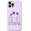 Team Papa dad two sons line art engraved pastel silicone phone cover in Lavender