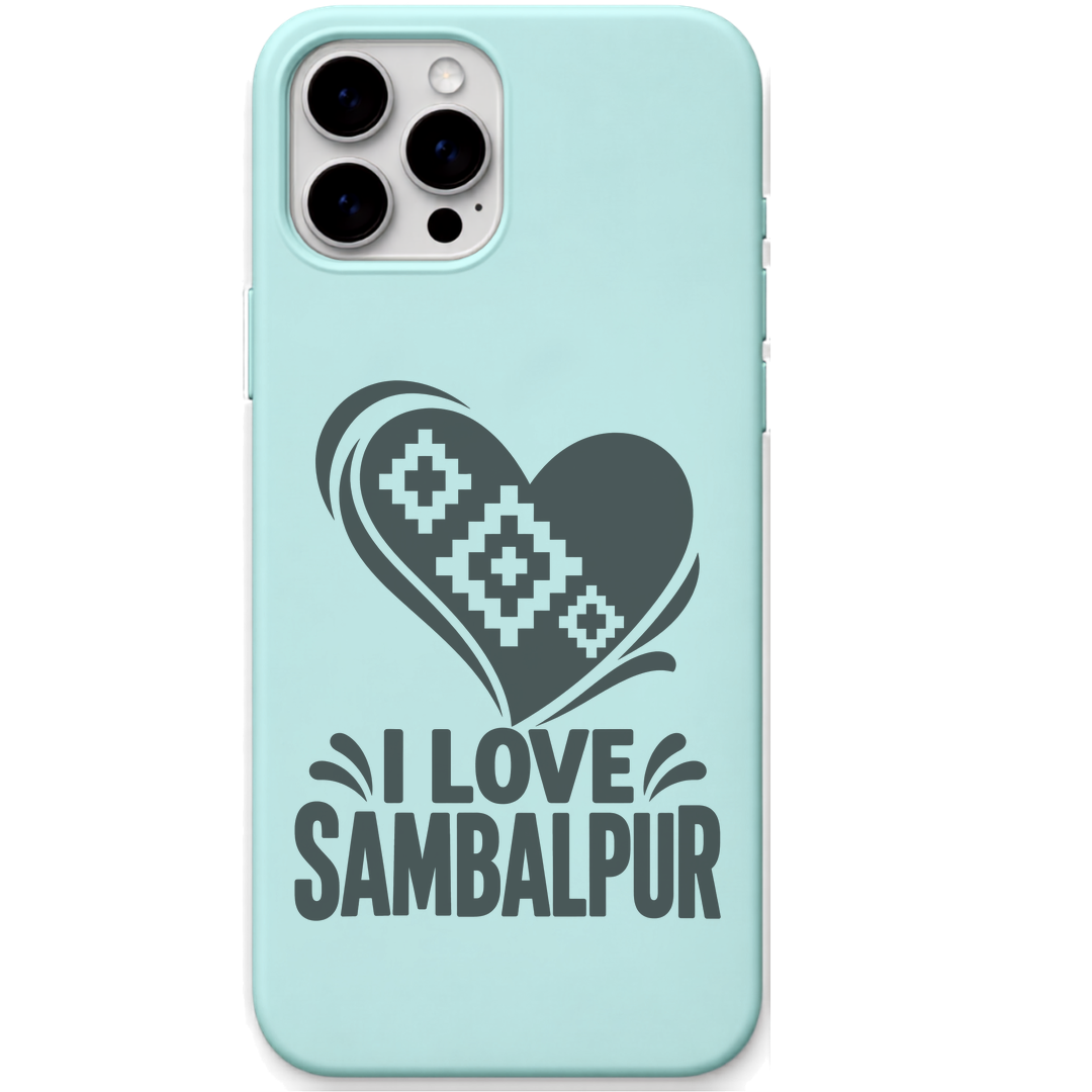 I Love Sambalpur engraved pastel silicone phone cover in Mint Green