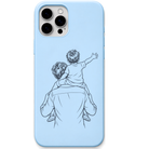 Papa My Highest View dad shoulder ride line art engraved pastel silicone phone cover in Sky Blue