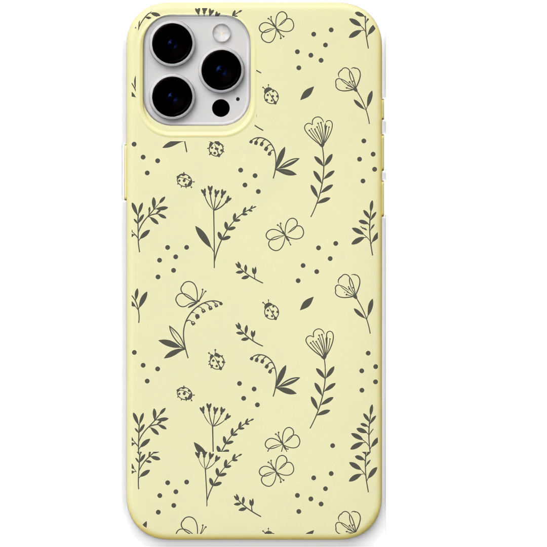 Little Garden Mini engraved silicone phone cover in Lemon Yellow