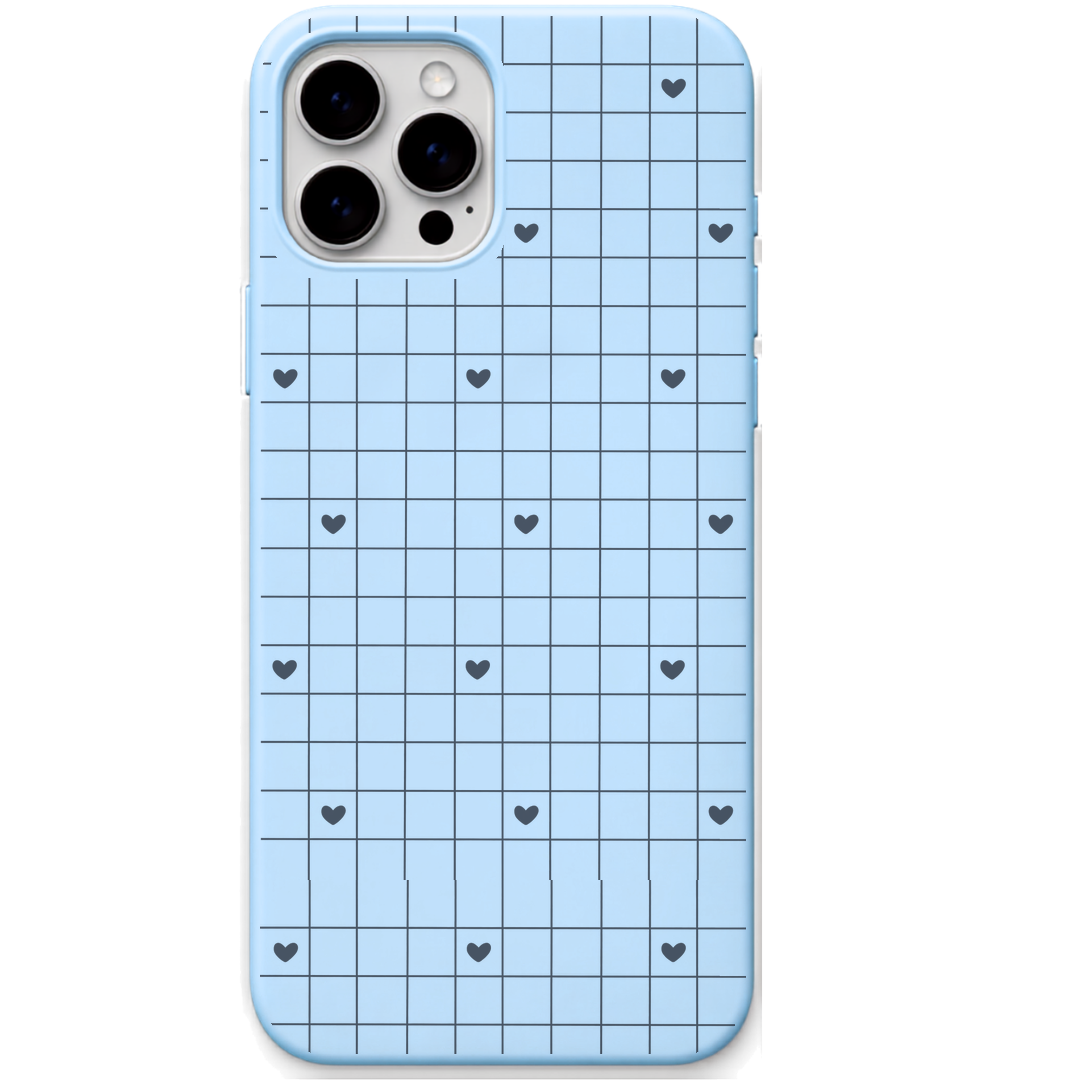 Love Grid engraved silicone phone cover in Sky Blue