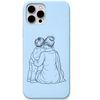 Maa My Safe Place mother children hug line art engraved pastel silicone phone cover in Sky Blue