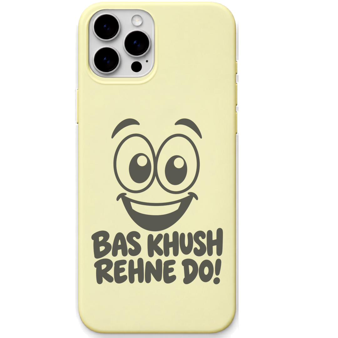 Bas Khush Rehne Do happy face hinglish meme engraved pastel silicone phone cover in Lemon Yellow