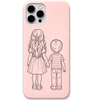 My First Best Friend sister brother line art engraved pastel silicone phone cover in Blush Pink