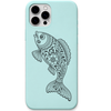 One Fish Endless Flow Pattachitra engraved pastel silicone phone cover in Mint Green