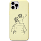 Papa My Highest View dad shoulder ride line art engraved pastel silicone phone cover in Lemon Yellow