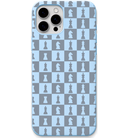 Checkmate Grid engraved silicone phone cover in Sky Blue