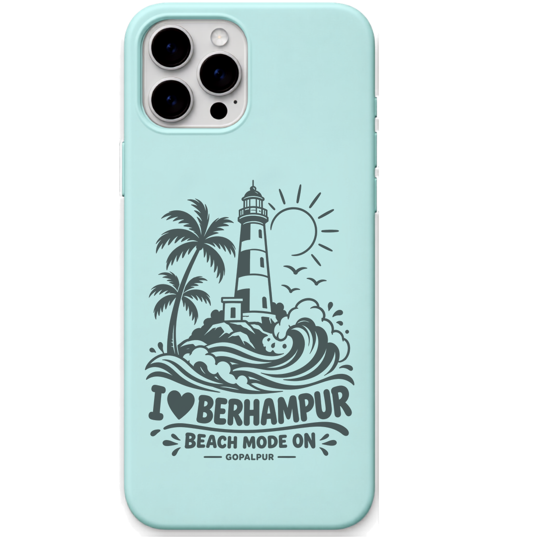Berhampur Beach Mode On engraved pastel silicone phone cover in Mint Green
