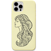 Her Own Bloom floral woman silhouette engraved pastel silicone phone cover in Lemon Yellow
