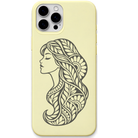 Her Own Bloom floral woman silhouette engraved pastel silicone phone cover in Lemon Yellow