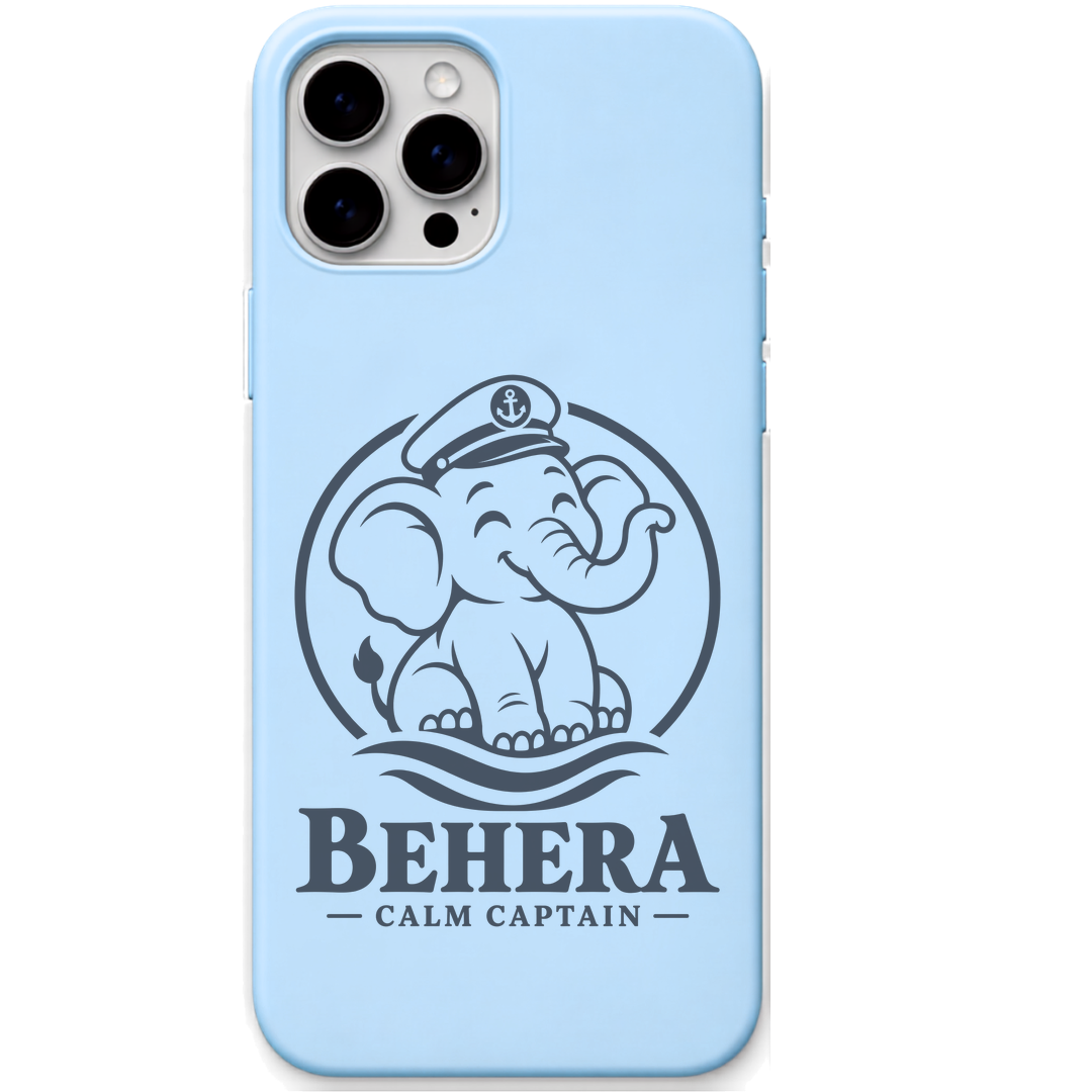 Behera Calm Captain engraved pastel silicone phone cover in Sky Blue