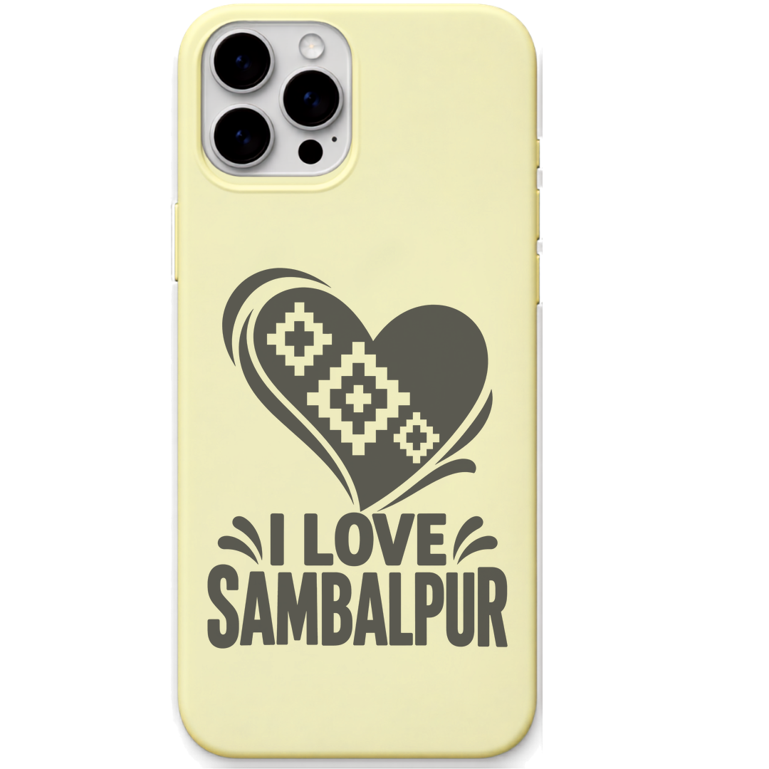 I Love Sambalpur engraved pastel silicone phone cover in Lemon Yellow