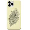 Peacock Poetry ornamental peacock feather engraved pastel silicone phone cover in Lemon Yellow