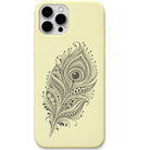 Peacock Poetry ornamental peacock feather engraved pastel silicone phone cover in Lemon Yellow